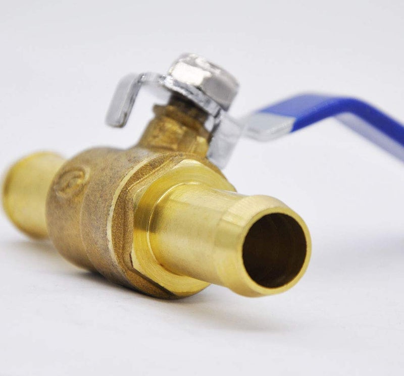 YOUHO 5/8 Hose Barb Straight Through Forged Brass Micro-Cut Ball Valve, heater hose shut off valve 5/8" Hose Barb x 5/8" Hose Barb, 180 Degree Operating Handle, Water, Oil, Gas, Fuel line Fittings - Image 3